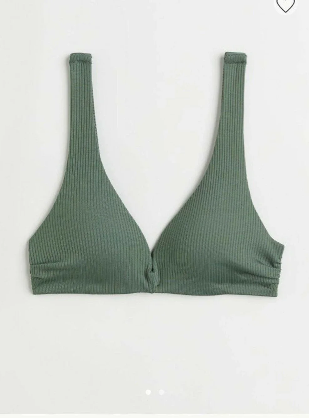 H&M - Padded Ribbed Olive Green Bikini Top